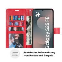 Handy Tasche für Samsung Galaxy S25 FE Hülle Handyhülle Klapphülle Wallet Case in Rot