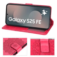 Handy Tasche für Samsung Galaxy S25 FE Hülle Handyhülle Klapphülle Wallet Case in Rot