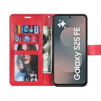 Handy Tasche für Samsung Galaxy S25 FE Hülle Handyhülle Klapphülle Wallet Case in Rot