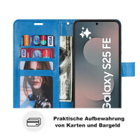 Handy Tasche für Samsung Galaxy S25 FE Hülle Handyhülle Klapphülle Wallet Case in Blau