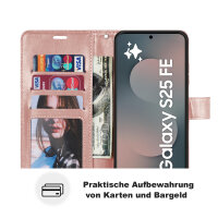 Handy Tasche für Samsung Galaxy S25 FE Hülle Handyhülle Klapphülle Wallet Case in Rosegold