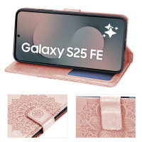 Handy Tasche für Samsung Galaxy S25 FE Hülle Handyhülle Klapphülle Wallet Case in Rosegold