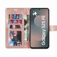Handy Tasche für Samsung Galaxy S25 FE Hülle Handyhülle Klapphülle Wallet Case in Rosegold