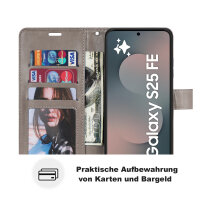 Handy Tasche für Samsung Galaxy S25 FE Hülle Handyhülle Klapphülle Wallet Case in Grau