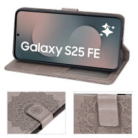 Handy Tasche für Samsung Galaxy S25 FE Hülle Handyhülle Klapphülle Wallet Case in Grau