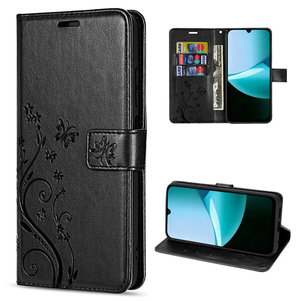 Hülle für Xiaomi Redmi 15C Handy Tasche Handyhülle Wallet Case Flip Cover Schwarz