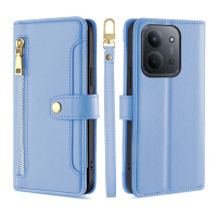 Handykette für Xiaomi Redmi 15C Hülle mit Band Handyhülle Kartenfächer PU Leder Umhängetasche Hellblau