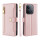 Handykette für Xiaomi Redmi 15C Hülle mit Band Handyhülle Kartenfächer PU Leder Umhängetasche Rosa