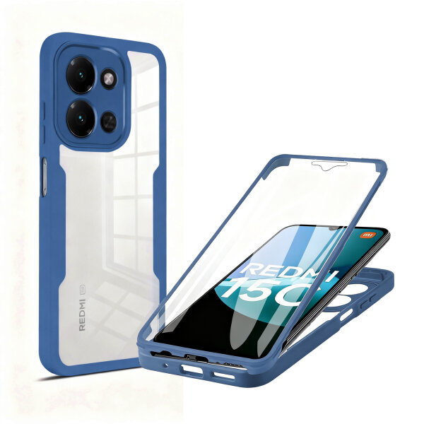 360° Grad Hülle für Xiaomi Redmi 15C Rundum vollschutz Integriertem Displayschutz in Blau