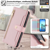 Handykette für Samsung Galaxy A17 Hülle mit Band Handyhülle Kartenfächer PU Leder Umhängetasche in Rosa