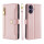 Handykette für iPhone 17 Hülle mit Band Handyhülle Kartenfächer PU Leder Umhängetasche in Rosa