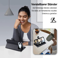 Handykette für iPhone Air Hülle mit Band Handyhülle Kartenfächer PU Leder Umhängetasche in Schwarz