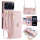 Handykette für iPhone 17 Pro Max Hülle mit Band Handyhülle Kartenfächer PU Leder Umhängetasche in Rosa