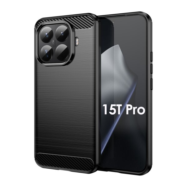 Carbon Hülle für xiaomi 15T Pro Handyhülle Bumper Case Cover Handy Tasche TPU in Schwarz