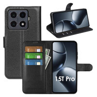 Hülle für Xiaomi 15T Pro Handyhülle Handy Tasche Klapphülle Flipcase Wallet Case Etui Schwarz