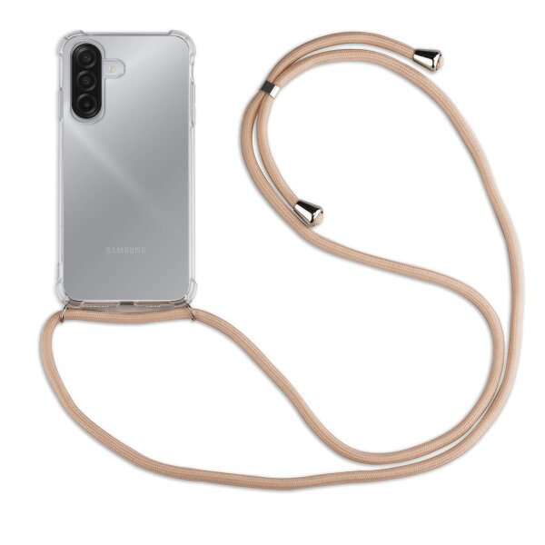 Handykette für Samsung Galaxy A17 Handyhülle mit Band Case Hülle mit Kordel Hand in Beige/Braun
