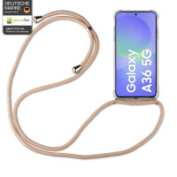 Handykette für Samsung Galaxy A36 Handyhülle mit Band Case Hülle mit Kordel Hand in Beige/Braun