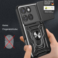 Outdoor Panzer Hülle für Motorola Edge 60 / Edge 60 Fusion Handyhülle mit Kameraschutz Ringhalter in Schwarz