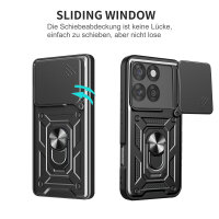 Outdoor Panzer Hülle für Motorola Edge 60 / Edge 60 Fusion Handyhülle mit Kameraschutz Ringhalter in Schwarz