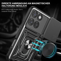 Outdoor Panzer Hülle für Motorola Edge 60 / Edge 60 Fusion Handyhülle mit Kameraschutz Ringhalter in Schwarz
