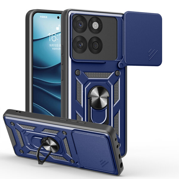 Outdoor Panzer Hülle für Motorola Edge 60 / Edge 60 Fusion Handyhülle mit Kameraschutz Ringhalter in Blau