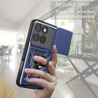 Outdoor Panzer Hülle für Motorola Edge 60 / Edge 60 Fusion Handyhülle mit Kameraschutz Ringhalter in Blau