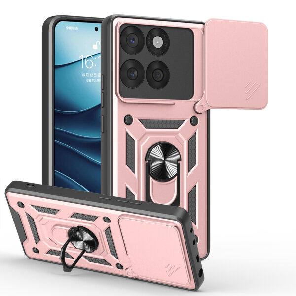 Outdoor Panzer Hülle für Motorola Edge 60 / Edge 60 Fusion Handyhülle mit Kameraschutz Ringhalter in Rosegold