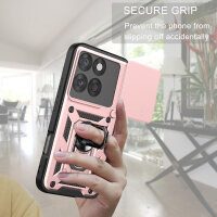 Outdoor Panzer Hülle für Motorola Edge 60 / Edge 60 Fusion Handyhülle mit Kameraschutz Ringhalter in Rosegold