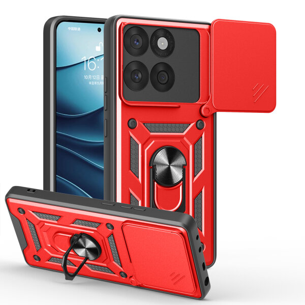 Outdoor Panzer Hülle für Motorola Edge 60 / Edge 60 Fusion Handyhülle mit Kameraschutz Ringhalter in Rot