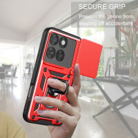 Outdoor Panzer Hülle für Motorola Edge 60 / Edge 60 Fusion Handyhülle mit Kameraschutz Ringhalter in Rot