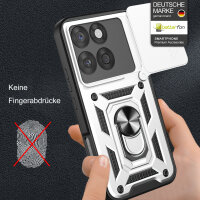 Outdoor Panzer Hülle für Motorola Edge 60 / Edge 60 Fusion Handyhülle mit Kameraschutz Ringhalter in Silber
