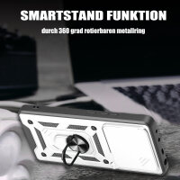 Outdoor Panzer Hülle für Motorola Edge 60 / Edge 60 Fusion Handyhülle mit Kameraschutz Ringhalter in Silber