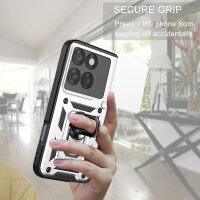Outdoor Panzer Hülle für Motorola Edge 60 / Edge 60 Fusion Handyhülle mit Kameraschutz Ringhalter in Silber