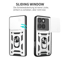 Outdoor Panzer Hülle für Motorola Edge 60 / Edge 60 Fusion Handyhülle mit Kameraschutz Ringhalter in Silber