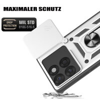 Outdoor Panzer Hülle für Motorola Edge 60 / Edge 60 Fusion Handyhülle mit Kameraschutz Ringhalter in Silber