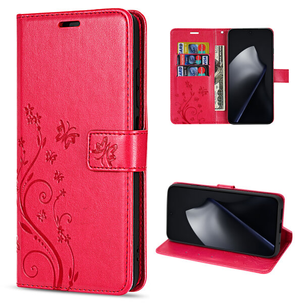 Hülle für Xiaomi 15T Pro Handy Tasche Handyhülle Wallet Case Flip Cover in Rot