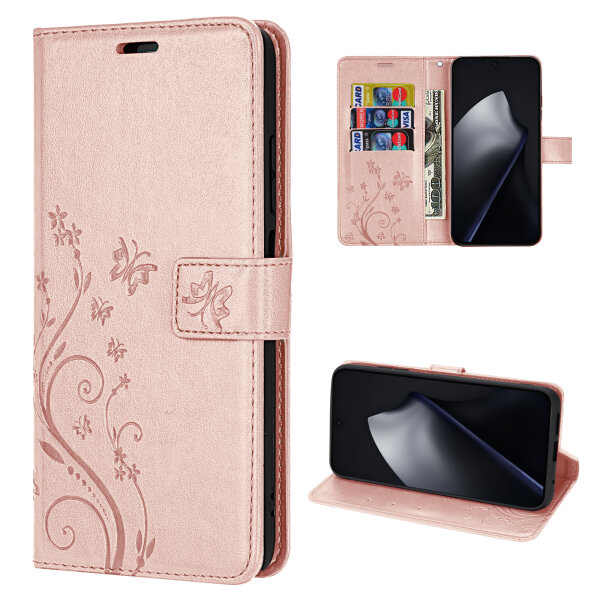 Hülle für Xiaomi 15T Pro Handy Tasche Handyhülle Wallet Case Flip Cover in Rosegold