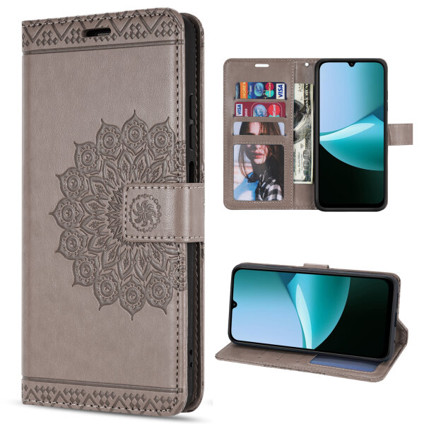 Handy Tasche für Xiaomi Redmi 15C Hülle Handyhülle Klapphülle Wallet Case in Grau