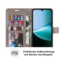 Handy Tasche für Xiaomi Redmi 15C Hülle Handyhülle Klapphülle Wallet Case in Grau