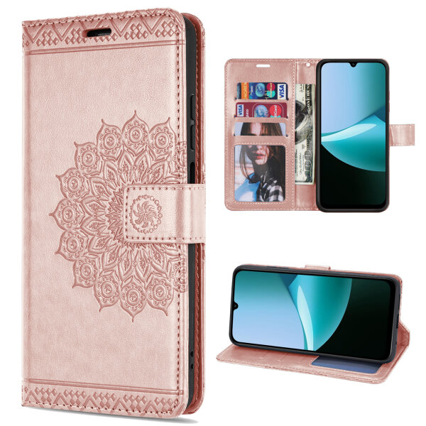 Handy Tasche für Xiaomi Redmi 15C Hülle Handyhülle Klapphülle Wallet Case in Rosegold