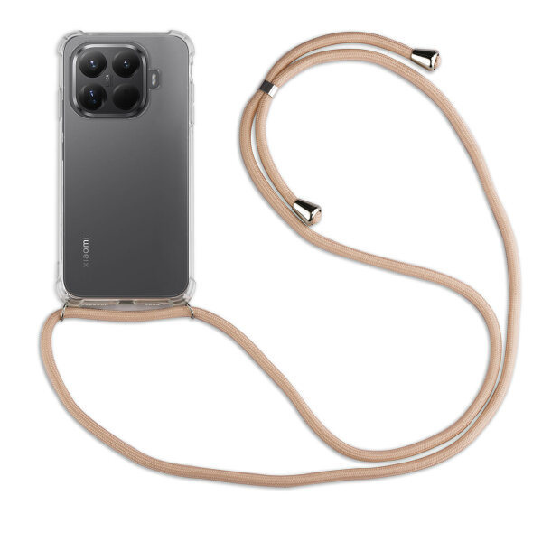 Handykett für Xiaomi 15T Pro Hülle mit Kordel Handyhülle mit Band in Beige / Braun