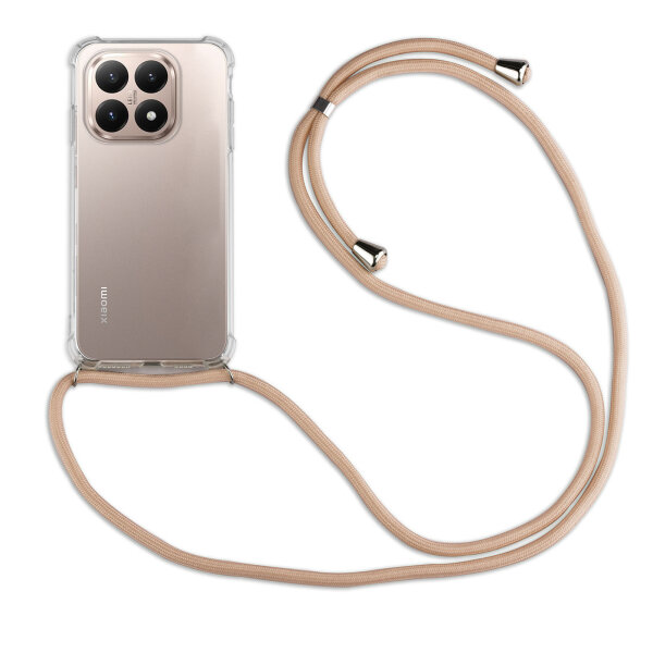 Handykett für Xiaomi 15T Hülle mit Kordel Handyhülle mit Band in Beige / Braun