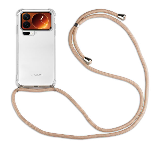 Handykett für Xiaomi 17 Pro Max Hülle mit Kordel Handyhülle mit Band in Beige / Braun