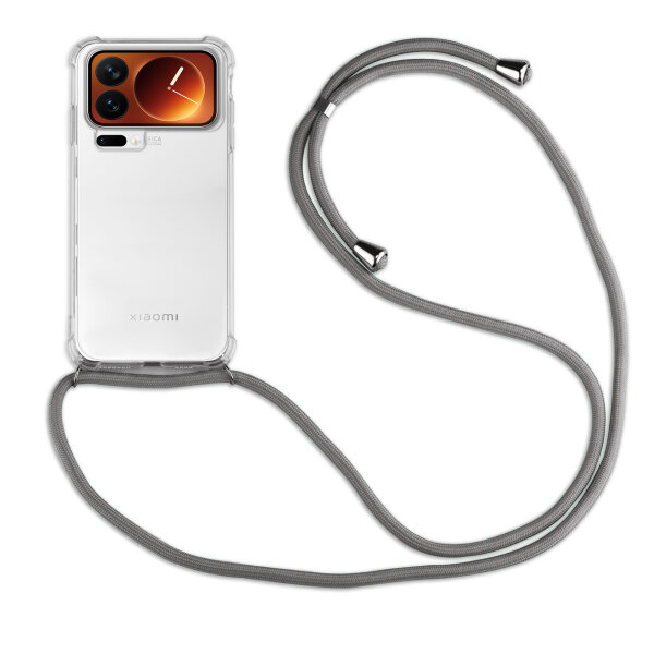 Handykett für Xiaomi 17 Pro Hülle mit Kordel Handyhülle mit Band in Grau