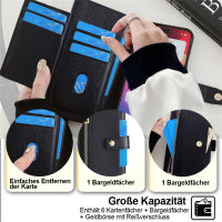 Handykette für Samsung Galaxy S25 FE Hülle mit Band Handyhülle Kartenfächer PU Leder Umhängetasche in Schwarz