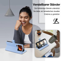 Handykette für Xiaomi 17 Pro Max Hülle mit Band Handyhülle Kartenfächer PU Leder Umhängetasche in Hellblau