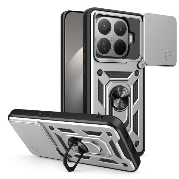 Outdoor Panzer Hülle Xiaomi 15T Handyhülle Kameraschutz Ringhalter in Silber