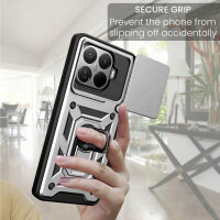 Outdoor Panzer Hülle Xiaomi 15T Pro Handyhülle Kameraschutz Ringhalter in Silber