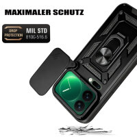 Outdoor Panzer Hülle Xiaomi 17 Pro Handyhülle Kameraschutz Ringhalter in Schwarz