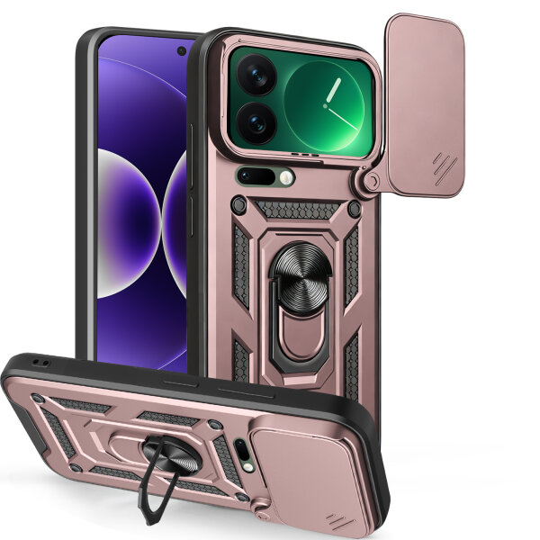 Outdoor Panzer Hülle Xiaomi 17 Pro Max Handyhülle Kameraschutz Ringhalter in Rosegold